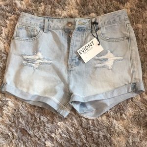 High rise denim shorts by EVIDNT